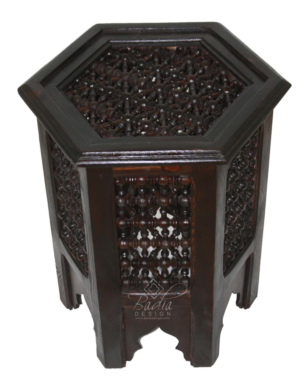 Moucharabieh Design Wooden Side Table - CW-ST014