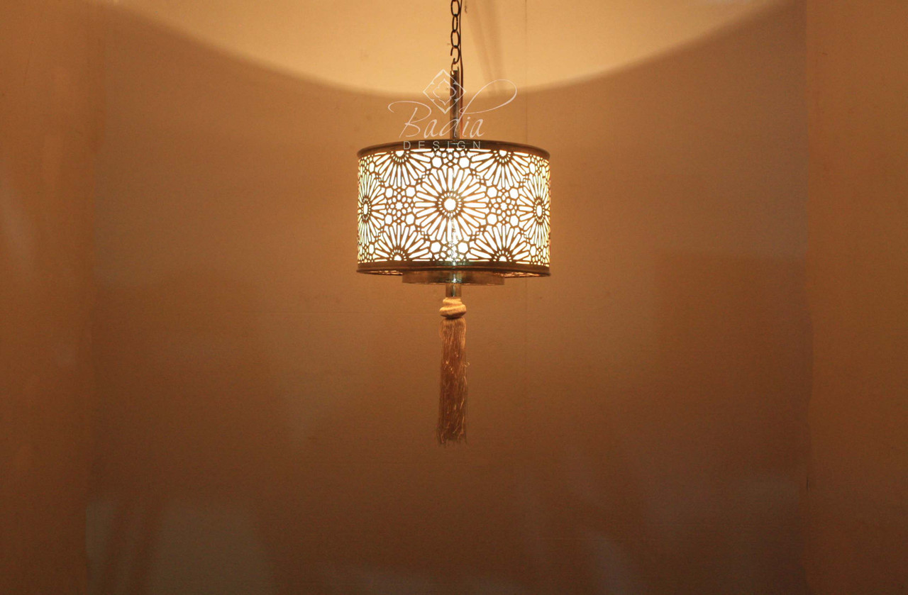 Hanging Brass and Silver Lights with White Diffuser Paper  - LIG367