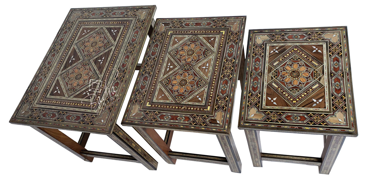 Syrian Design Inlaid Nesting Tables - MOP-ST083