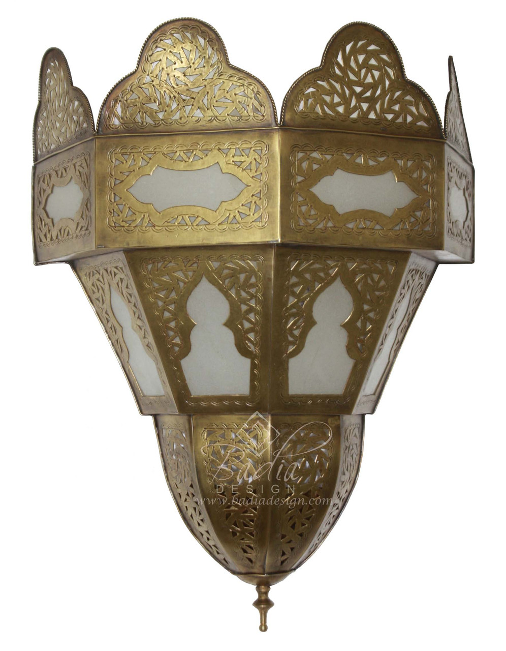 Intricately Designed Brass Wall Sconce with Soft White Glass - WL220