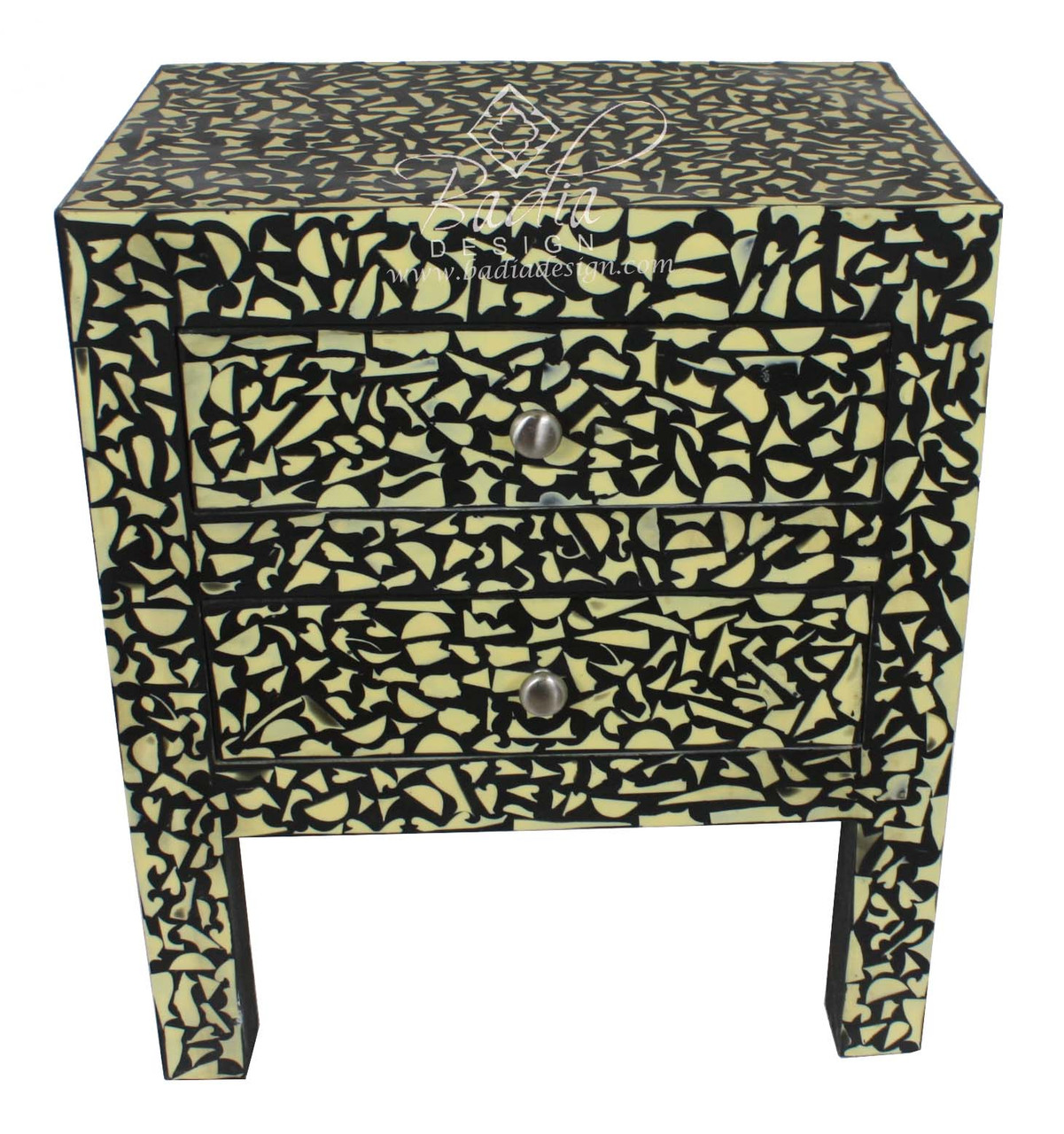 Black and White Camel Bone Nightstand - MB-CA064