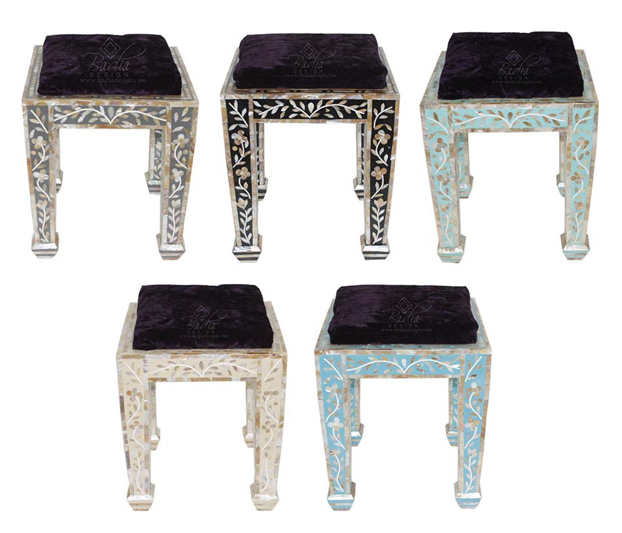 Small Mother of Pearl Inlay Ottoman - MB-CH030