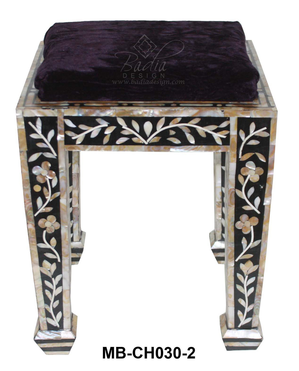 Small Mother of Pearl Inlay Ottoman - MB-CH030