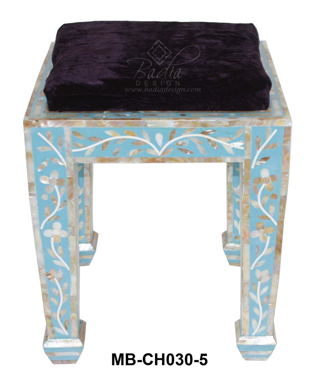 Small Mother of Pearl Inlay Ottoman - MB-CH030