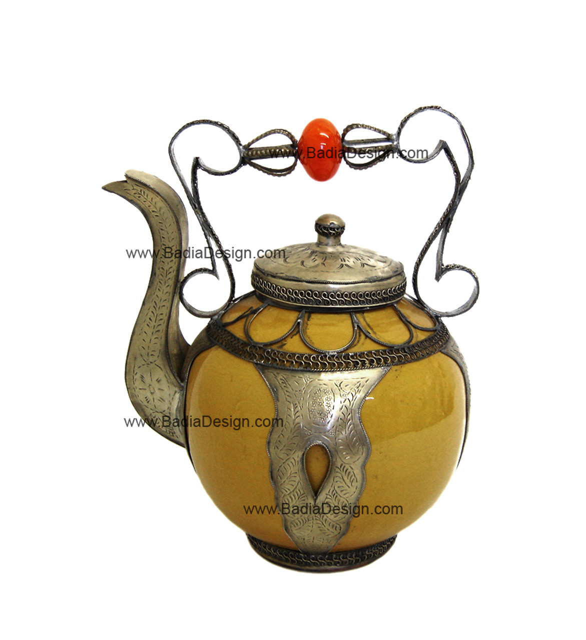 Moroccan Decorative Ceramic and Metal Teapot - CER02