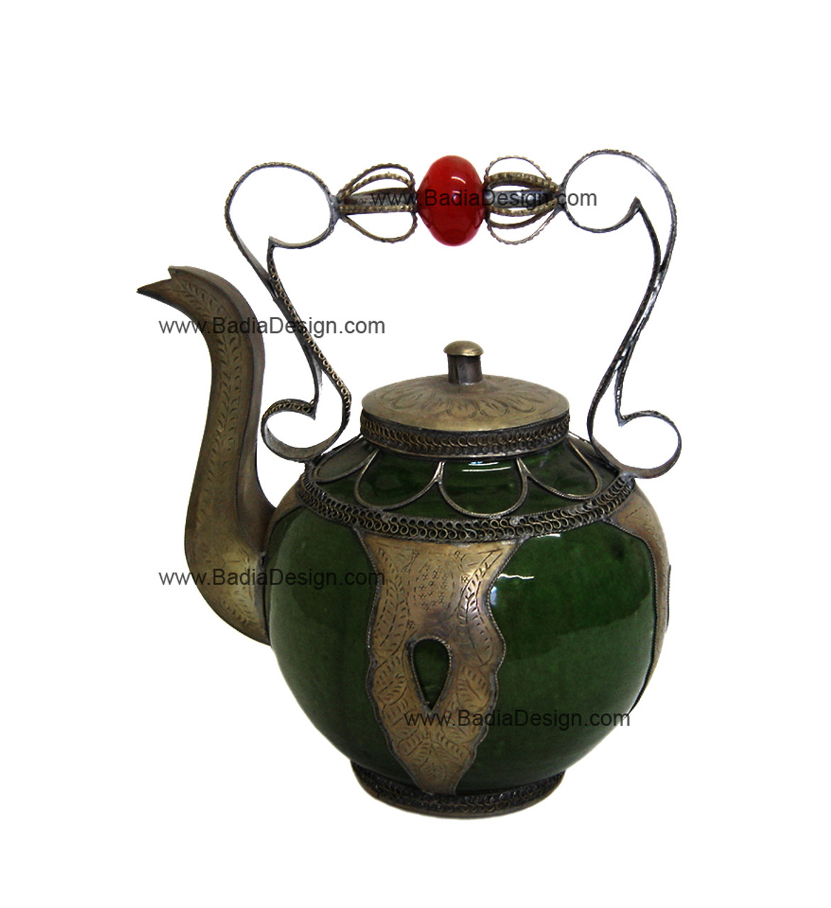 Moroccan Decorative Ceramic and Metal Teapot - CER02