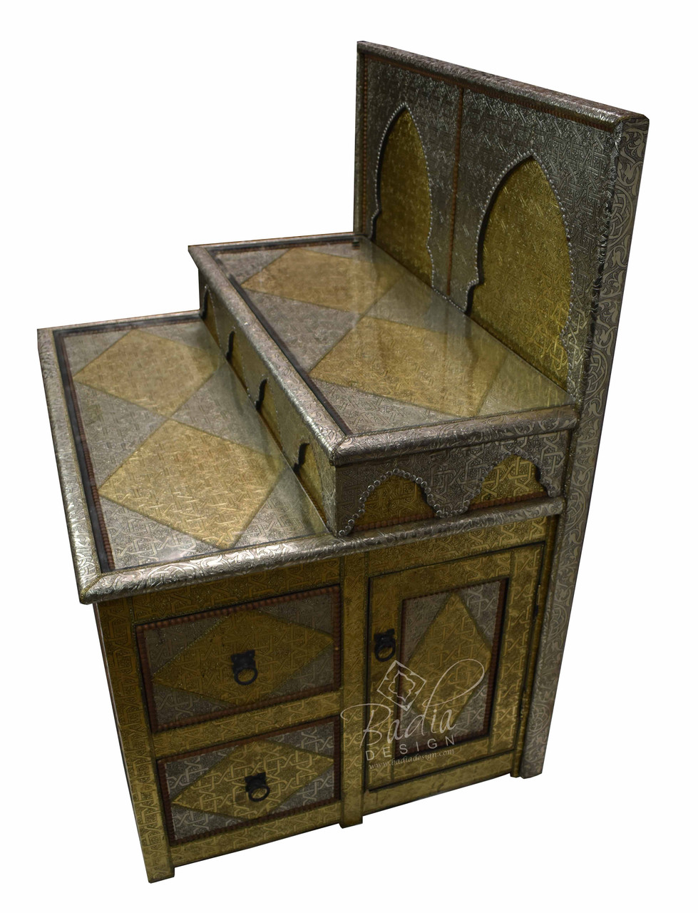 Hand Carved Metal and Bone Cabinet - MB-CA073