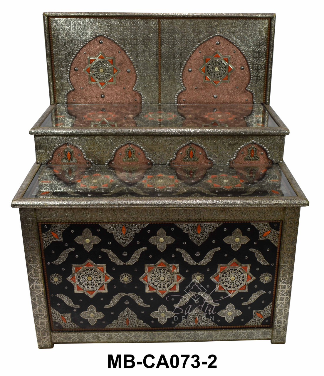 Hand Carved Metal and Bone Cabinet - MB-CA073