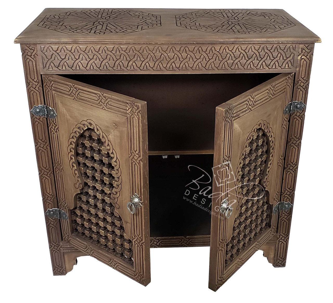 Two Door Hand Carved Wooden Cabinet - CW-CA092