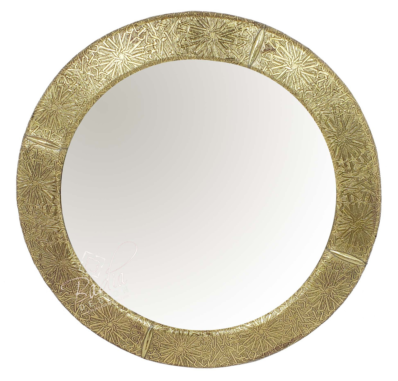 Round Embossed Brass Mirror - M-EM024