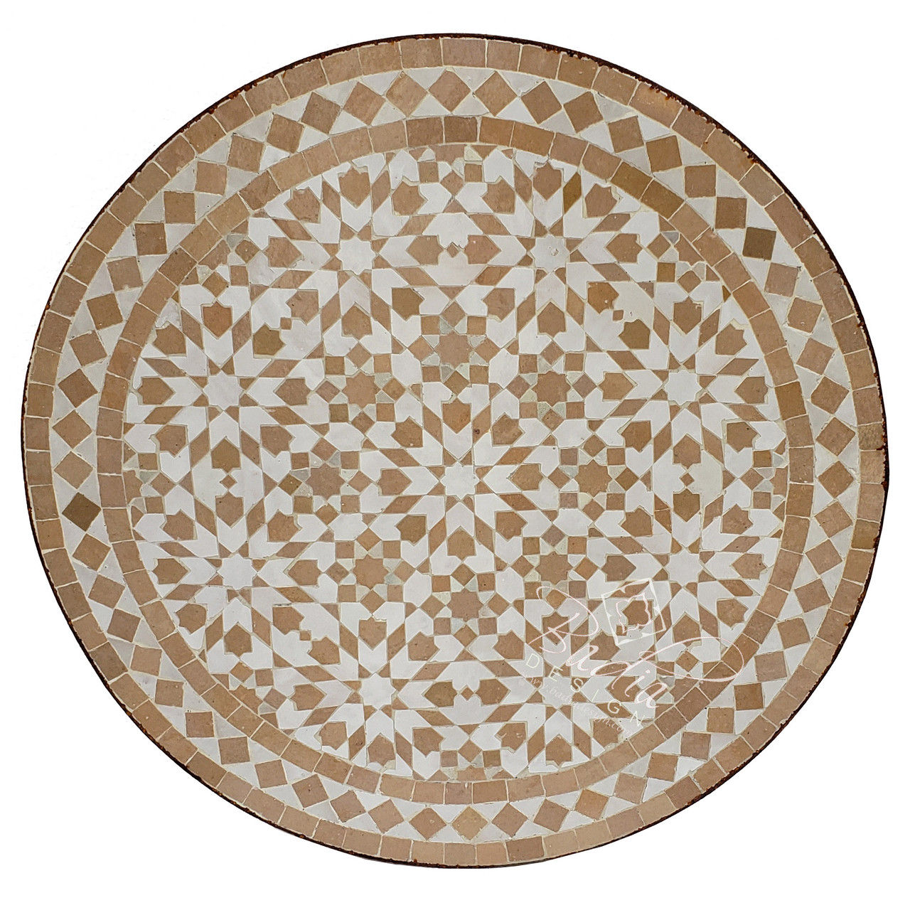 24 Inch Intricately Designed Round Tile Table Top - MTR323