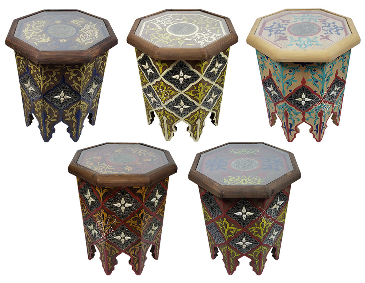 Multi Color Hand Painted Side Tables - HP333
