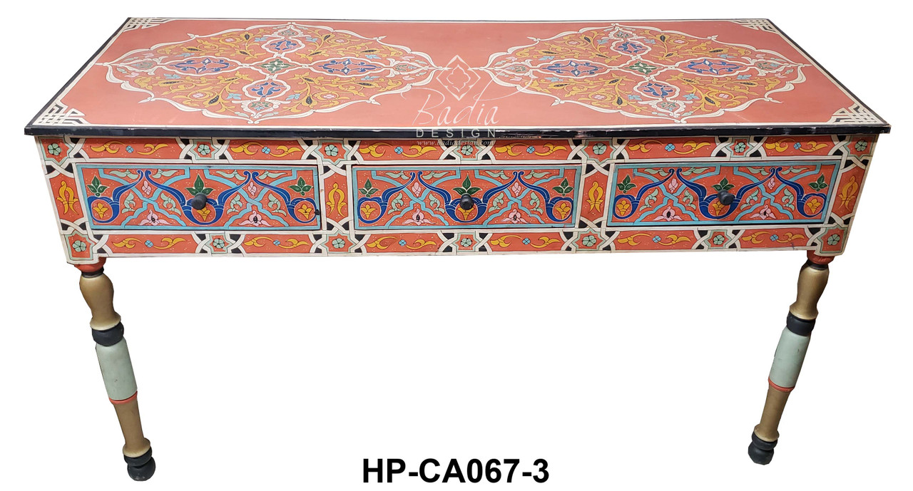 Rectangular Shaped Hand Painted Wooden Cabinets - HP-CA067