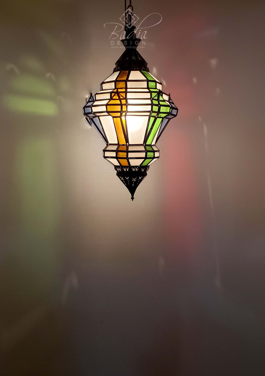 Hanging Multi-Color Glass Lantern - LIG434
