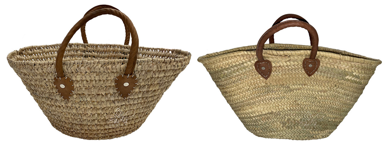 Natural Color Handwoven Straw Handbag with Leather Handle - HB017