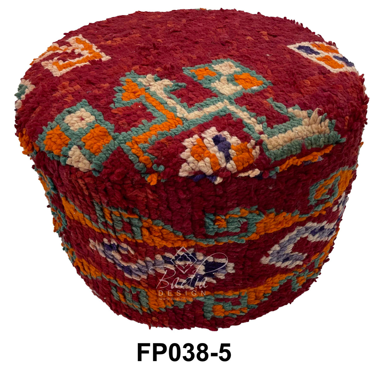 Moroccan Moroccan Handmade Round Kilim Pouf from Badia Design Inc.