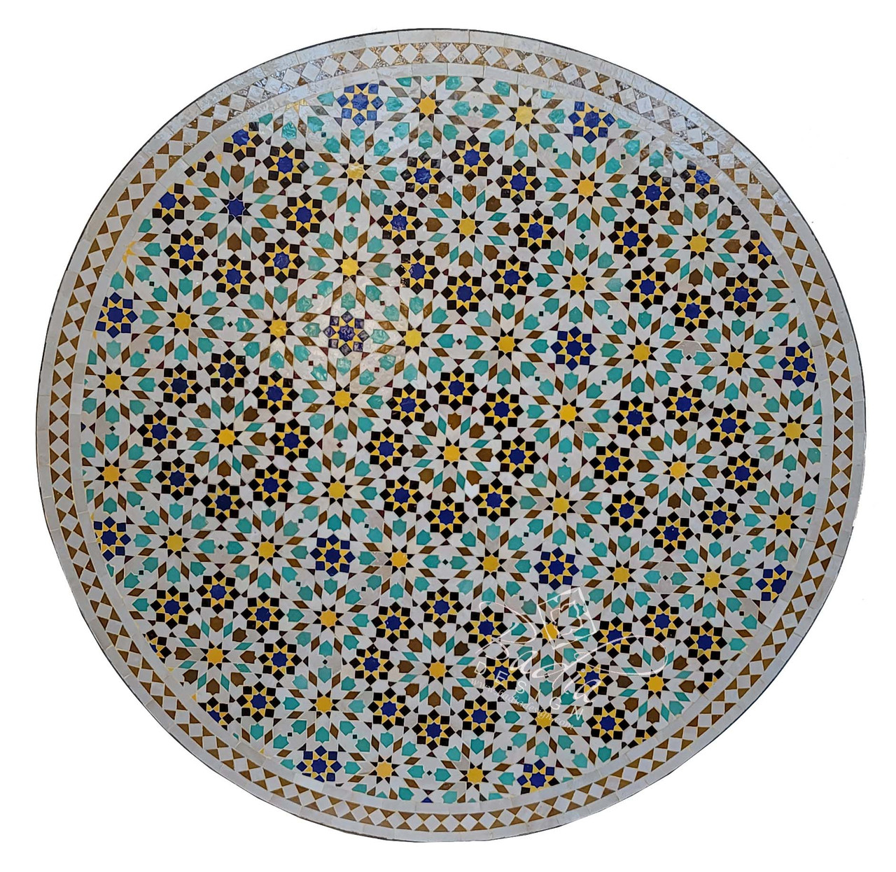 48 Inch Blue Multi-Color Moroccan Mosaic Tile Table Top - MTR354