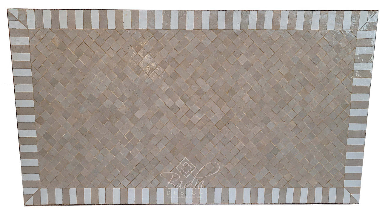 63" x 36" Beige Rectangular Shaped Intricately Designed Tile Table Top - MT785