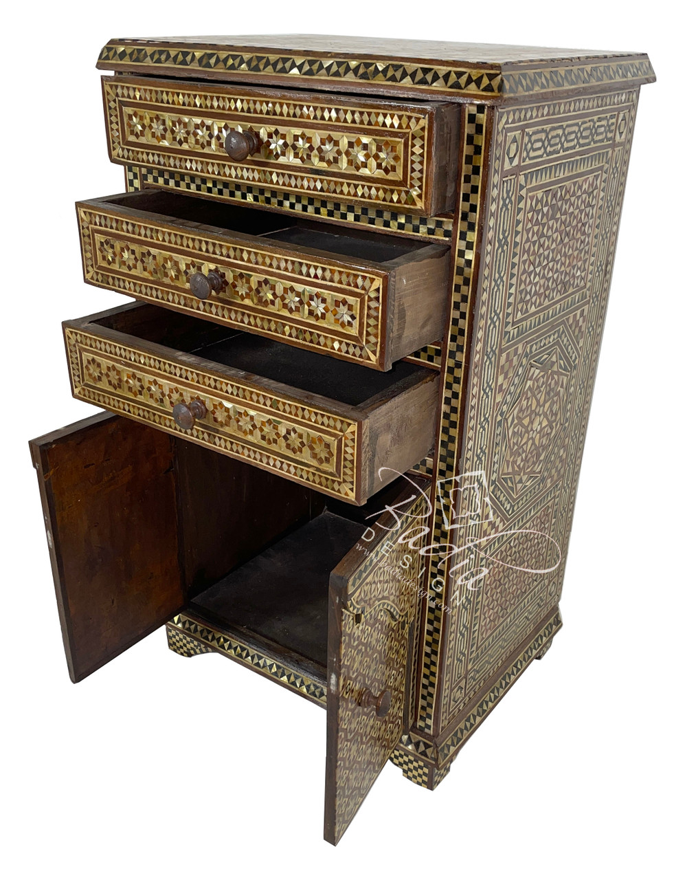 Tall Syrian Nightstand - MOP-CA010