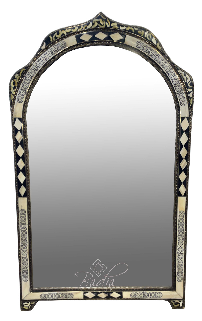 Rectangular Shaped Metal and Camel Bone Mirror - M-MB087