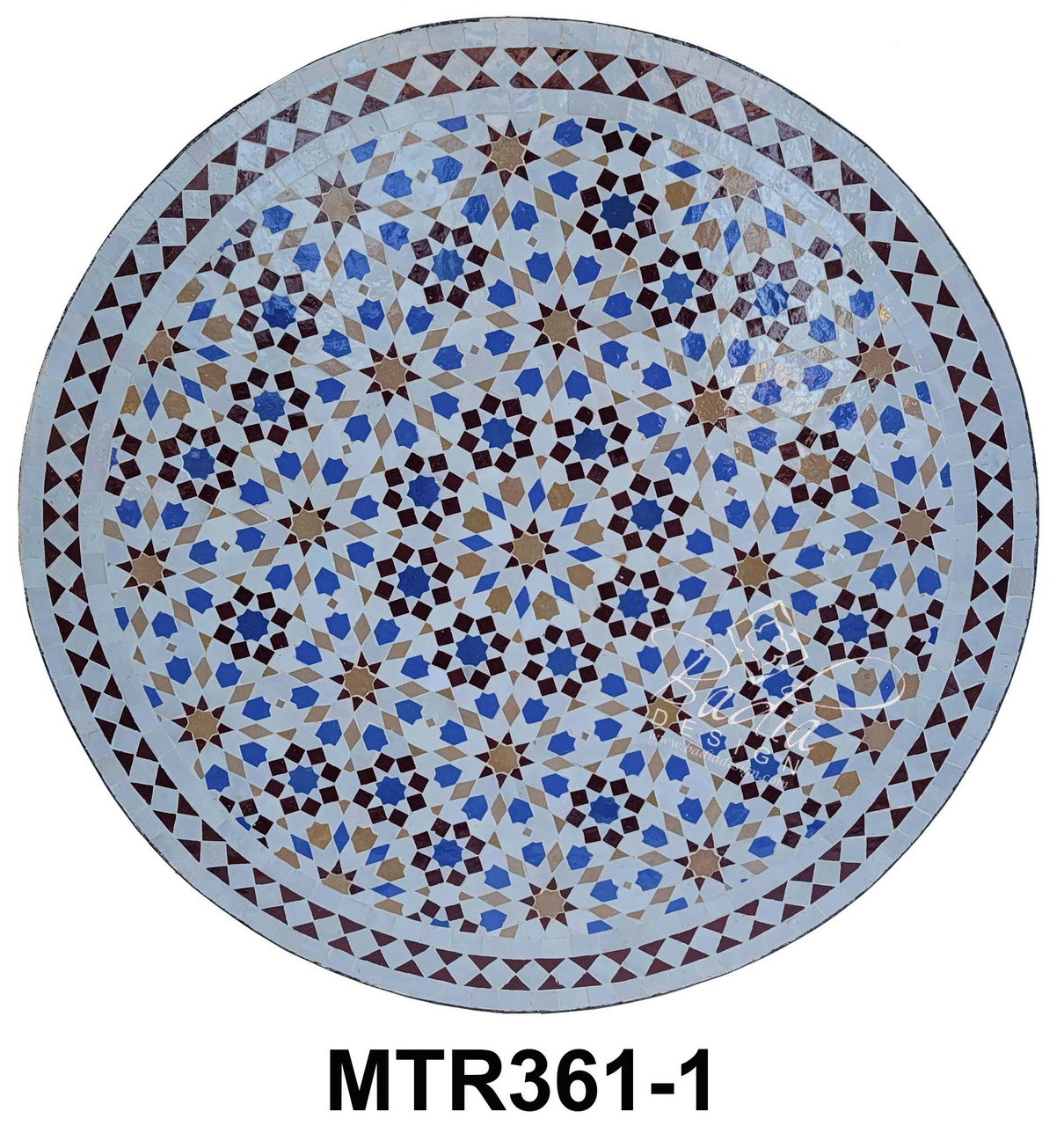 32 Inch Multi-Color Intricately Designed Mosaic Tile Table Top - MTR361