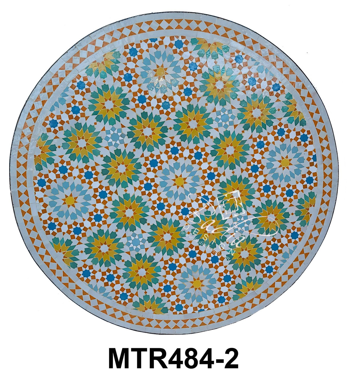 39 Inch Multi-Color Moroccan Mosaic Tile Table Top - MTR484