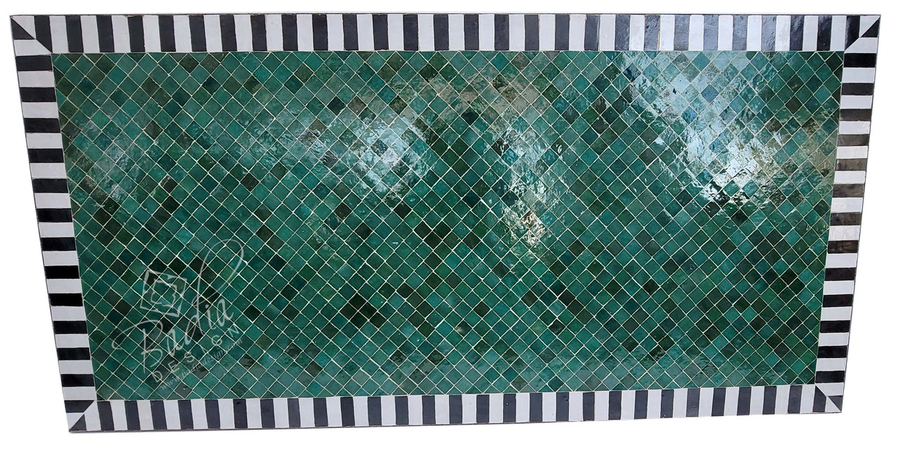 Large 80" x 40" Green Rectangular Tile Table Top - MT794