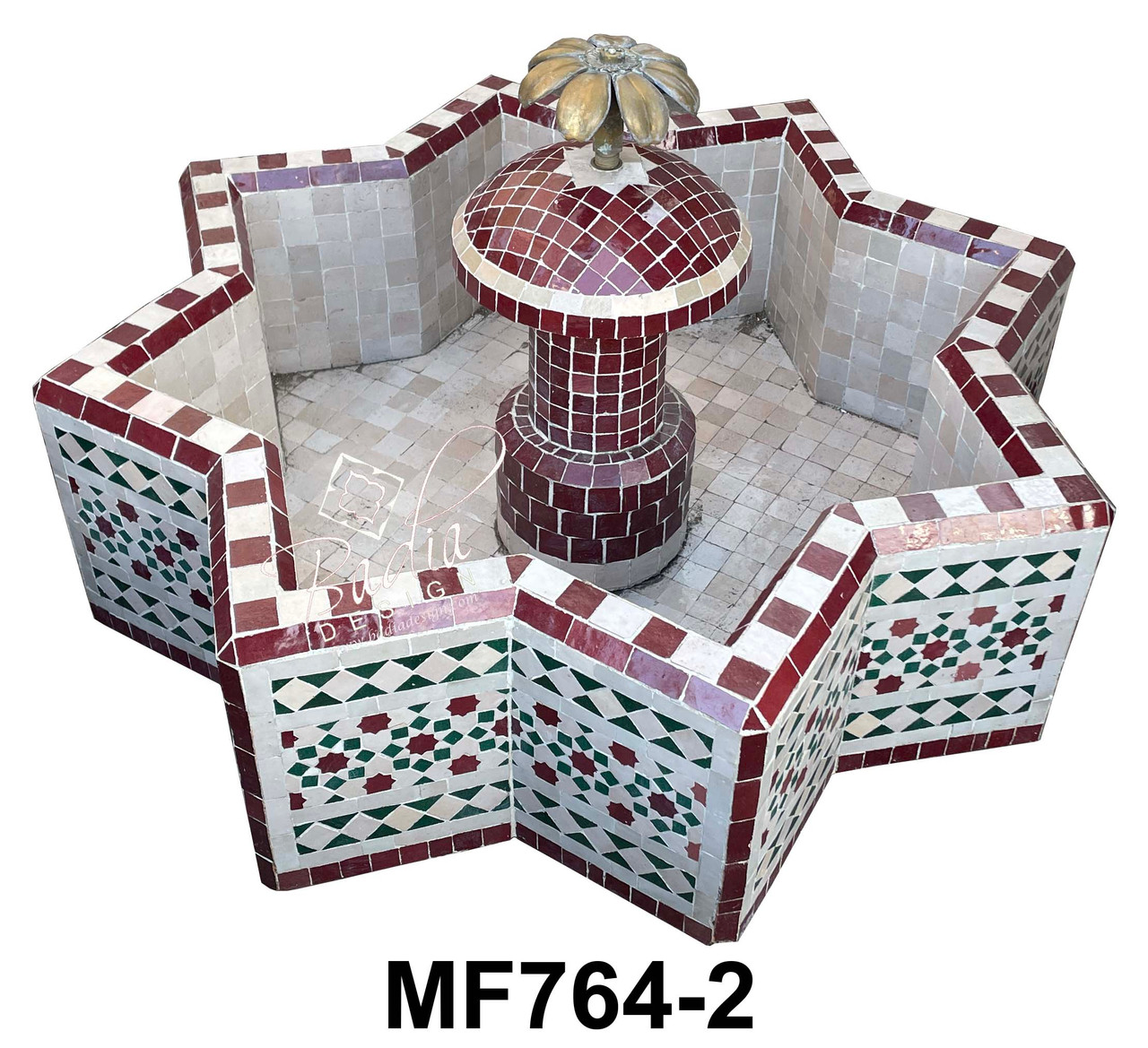 Multi-Color Mosaic Star Shaped Floor Water Fountain - MF764