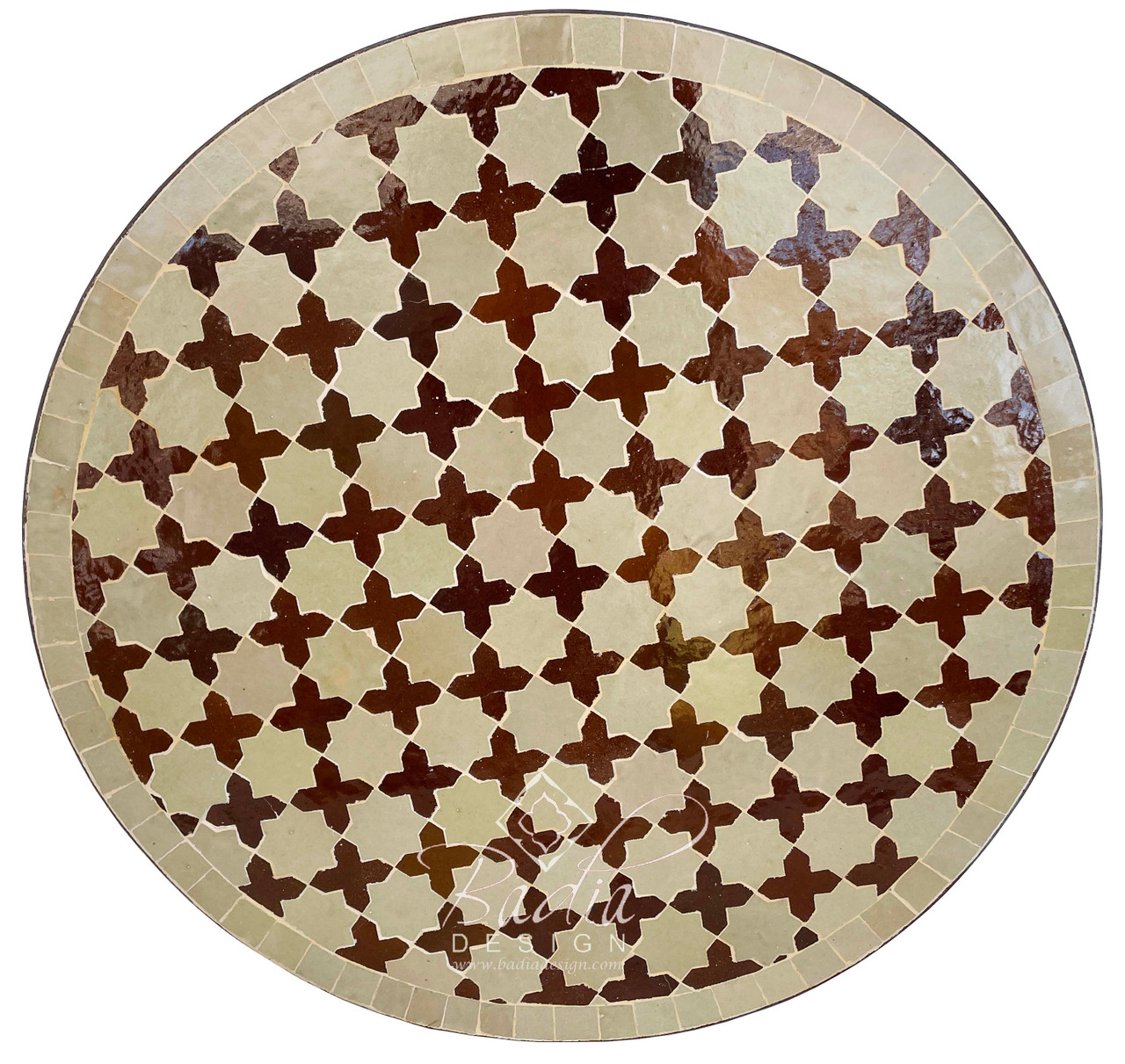 24 Inch Intricately Designed Round Tile Table Top - MTR493