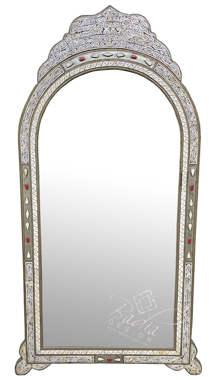 Tall Arch Top Metal and Bone Mirror - M-MB101