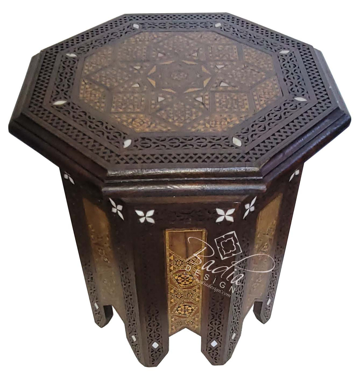 Small Mother of Pearl Inlaid Side Table - MOP-ST121