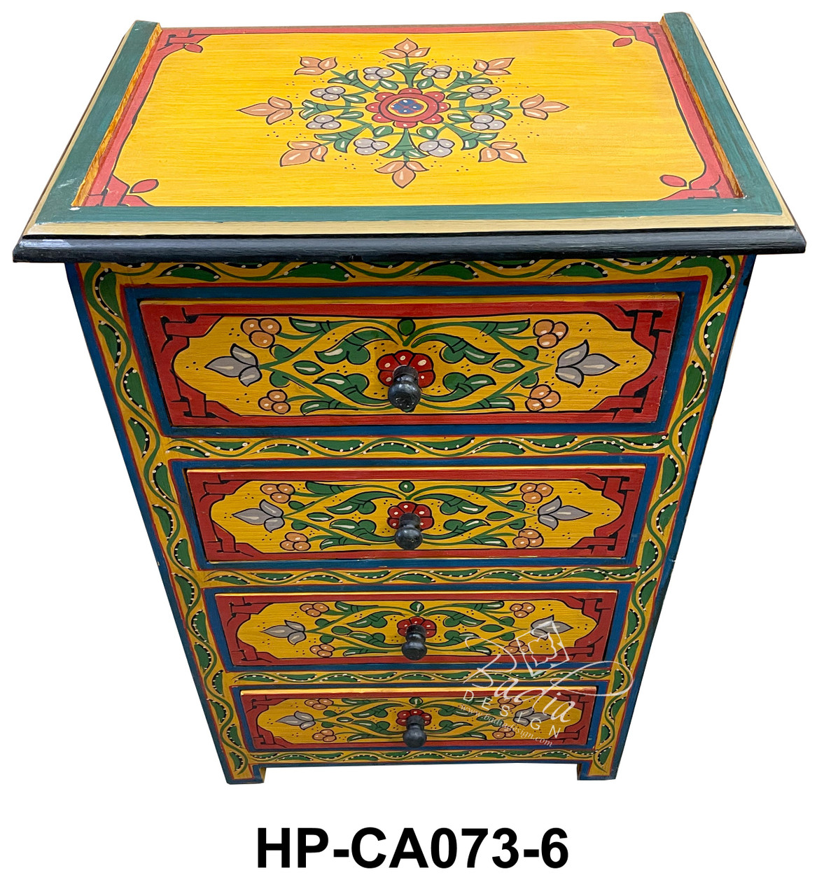 Small Hand Painted Bedroom Nightstand - HP-CA073
