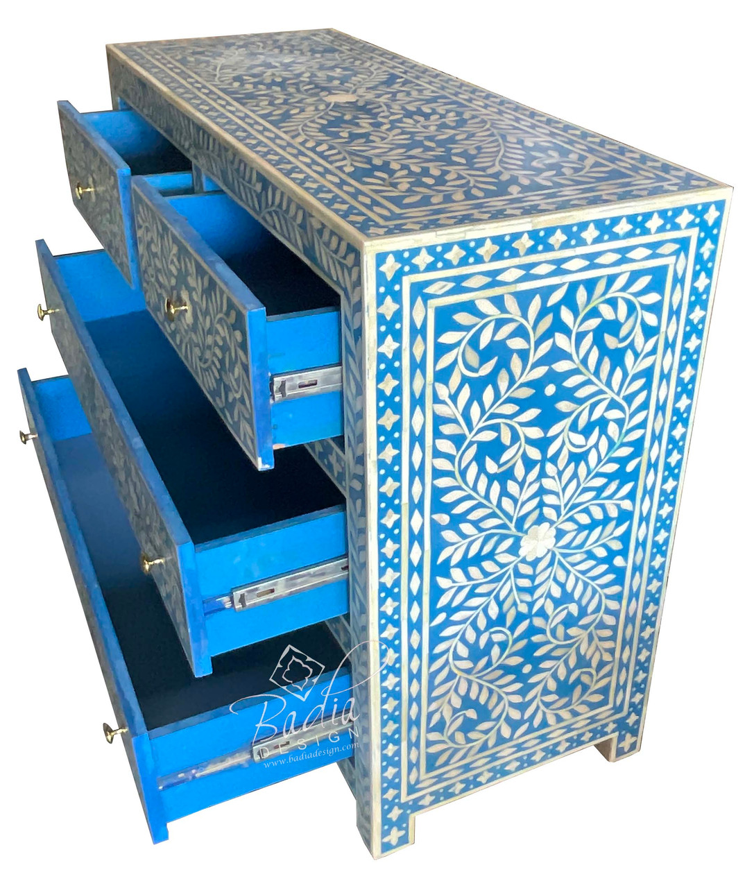 Blue and White Camel Bone Dresser - MOP-DR078