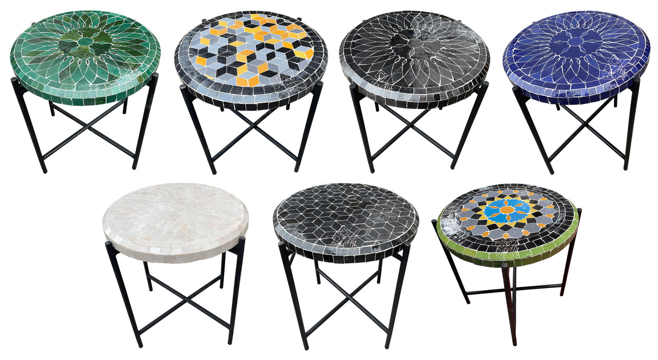 Round Tile Coffee Tables with Foldable Base - HD275