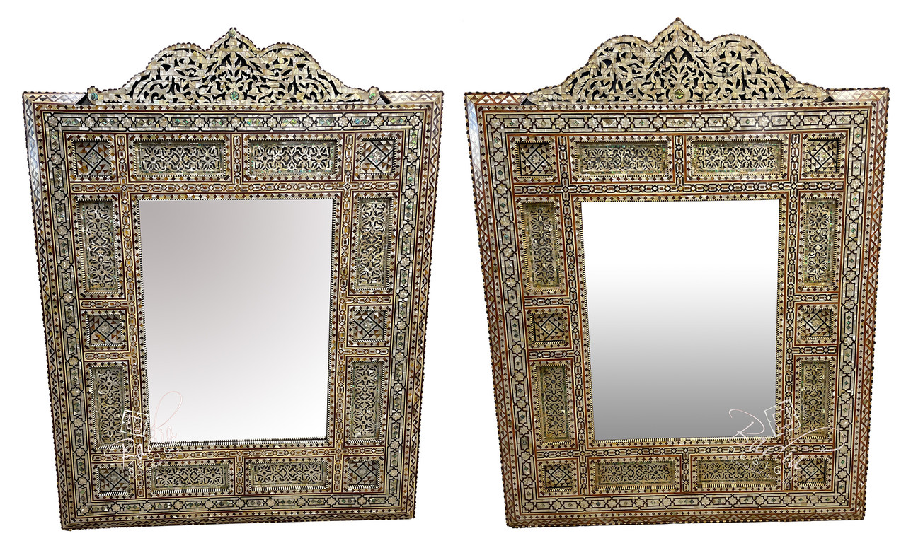 Rectangular Shaped Syrian Design Mother of Pearl Inlay Mirror - M-MOP057
