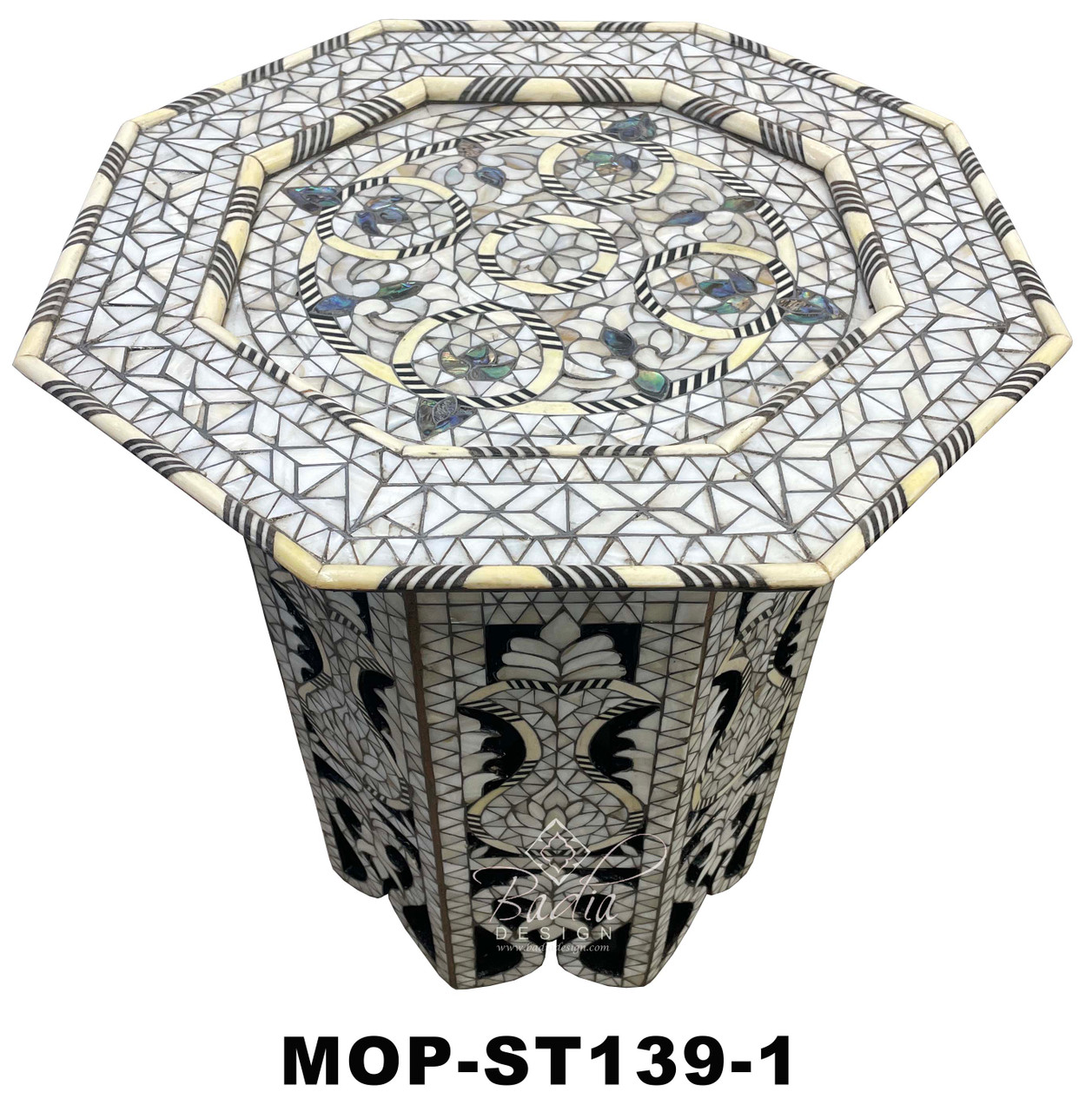 White Mother of Pearl Accent Tables - MOP-ST139