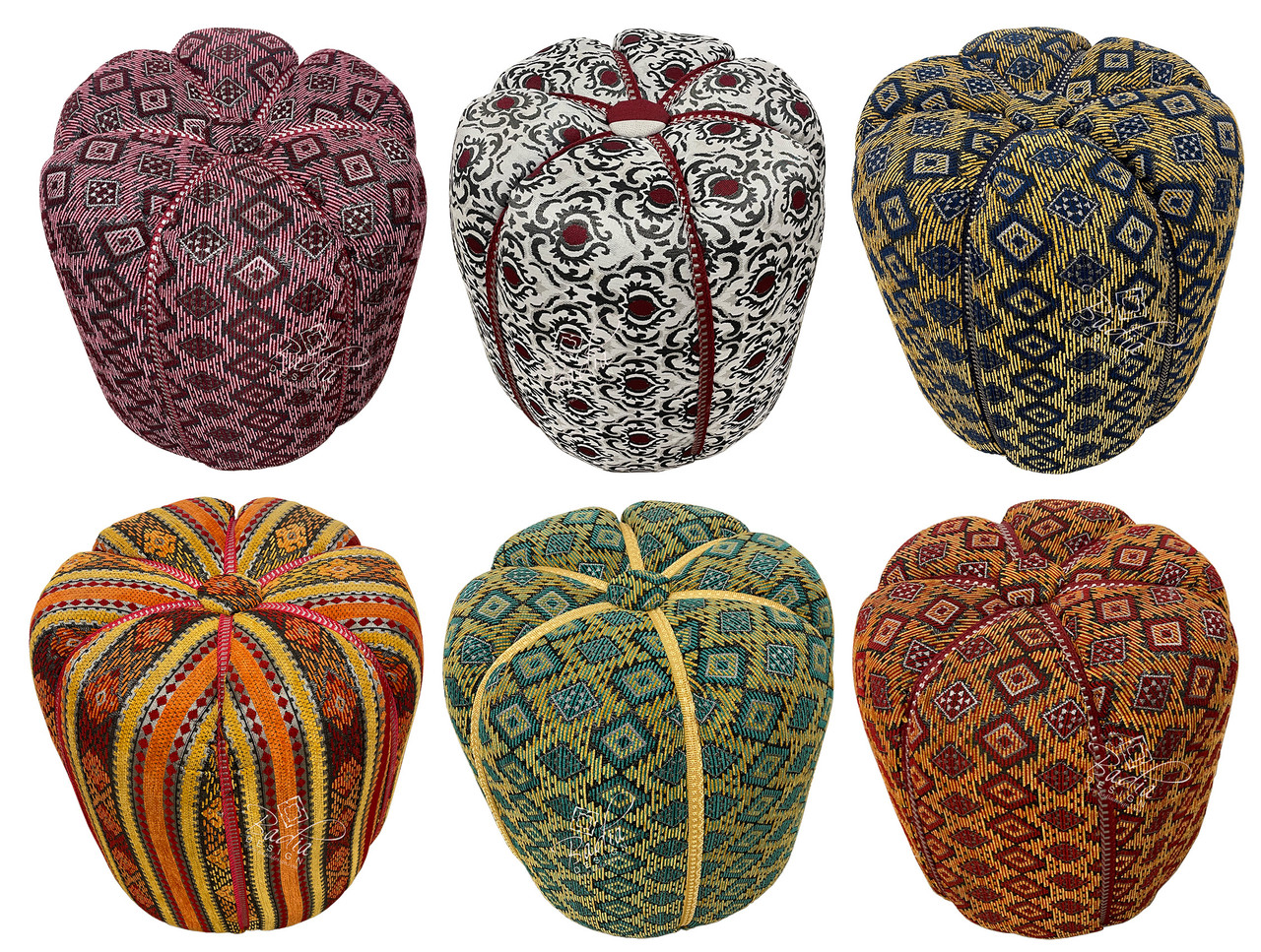 Multi-Color Moroccan Fabric Pouf - FP042