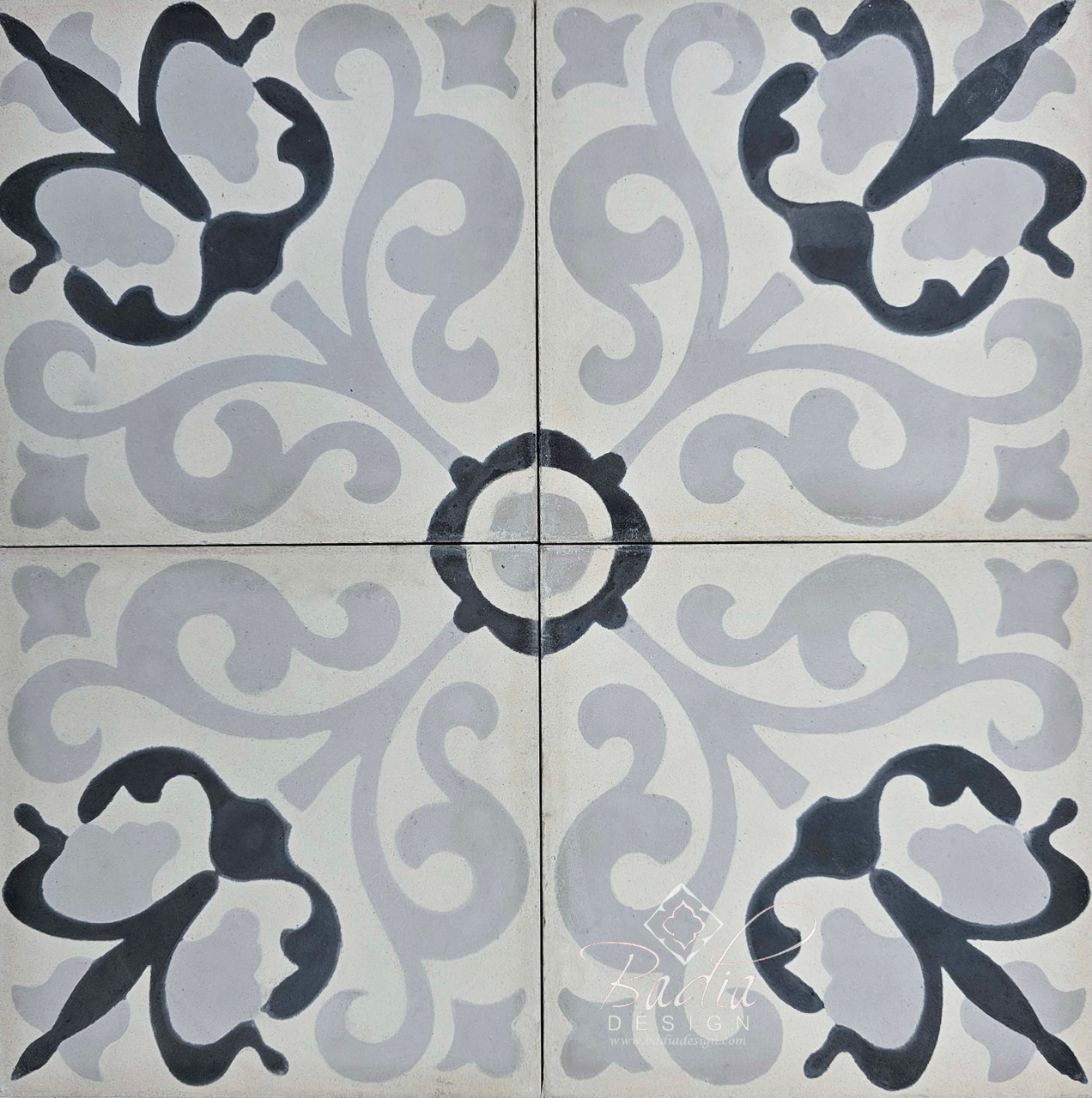 Moroccan Black and Gray Cement Floor Tile - CT124