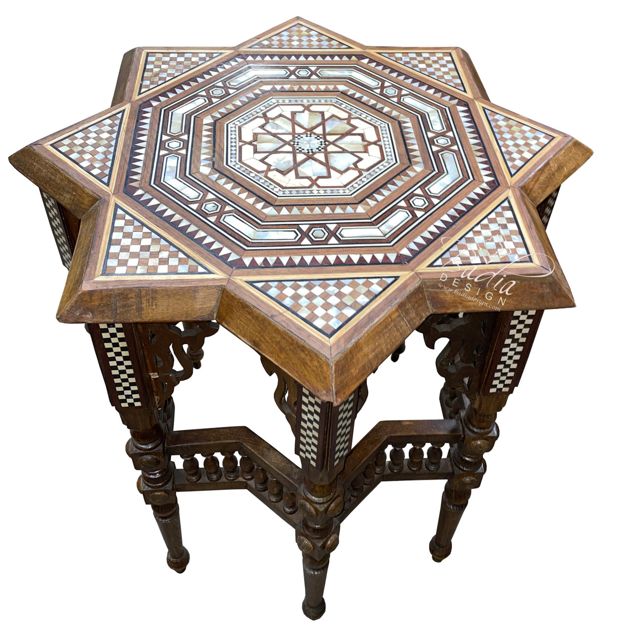 Star Shaped Mother of Pearl Inlay Side Table - MOP-ST141