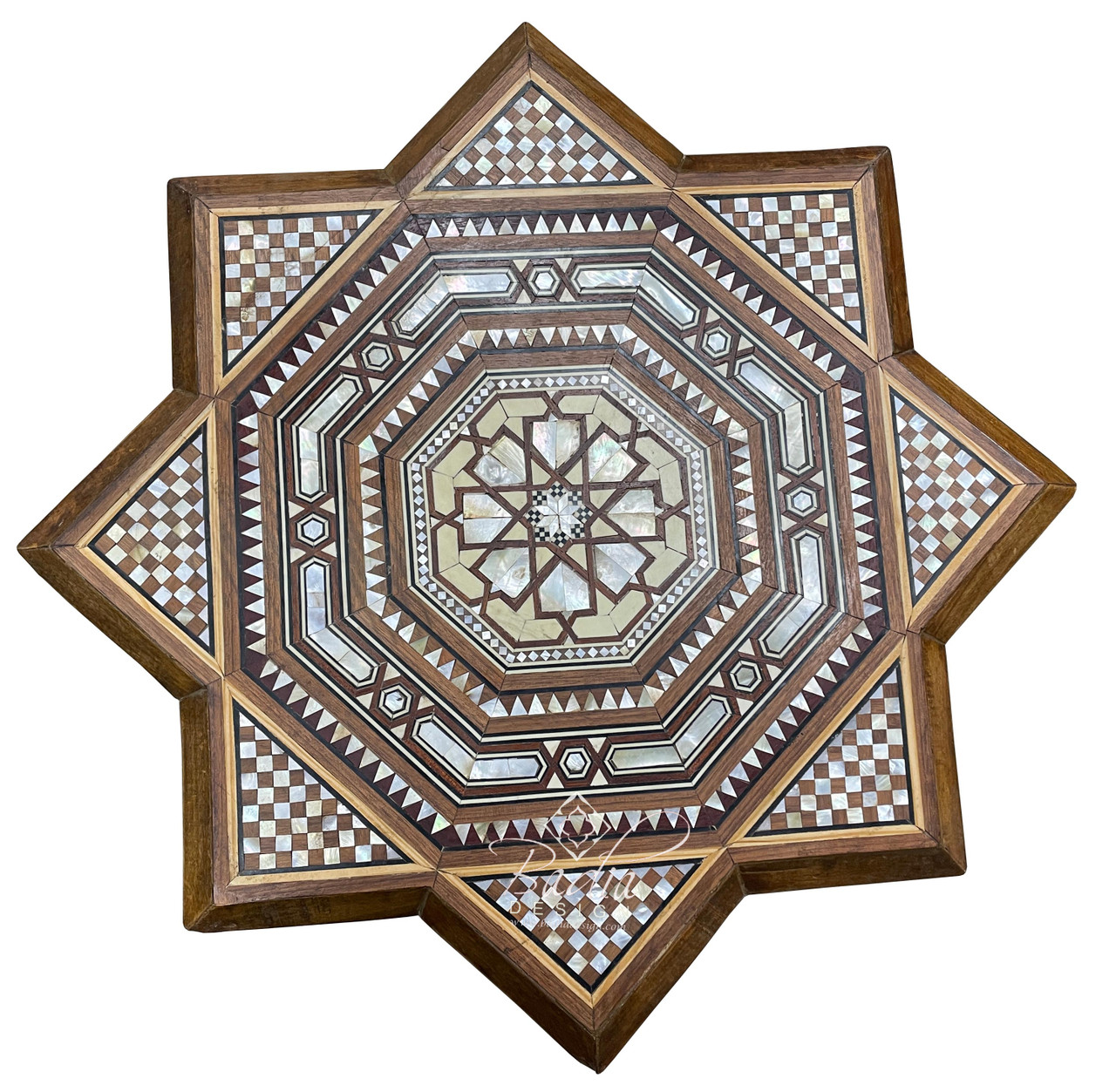 Star Shaped Mother of Pearl Inlay Side Table - MOP-ST141