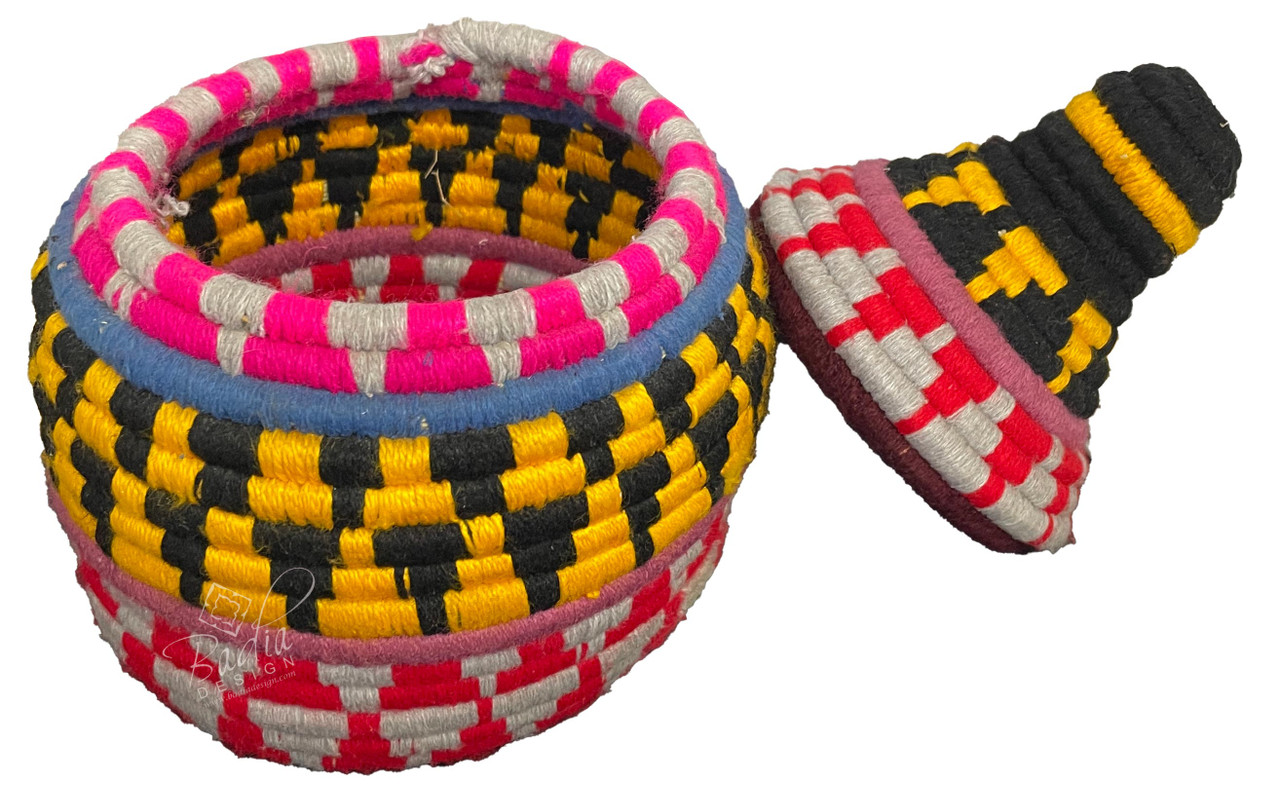 Handwoven Berber Baskets with Bright Vivid Colors - HD290