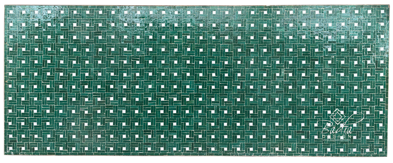 Large 95" x 40" Green Rectangular Shaped Tile Table Top - MT823