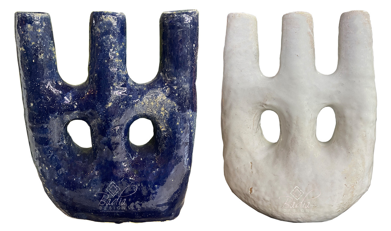 Blue and White Hand Painted Ceramic Candle Holders - CER117