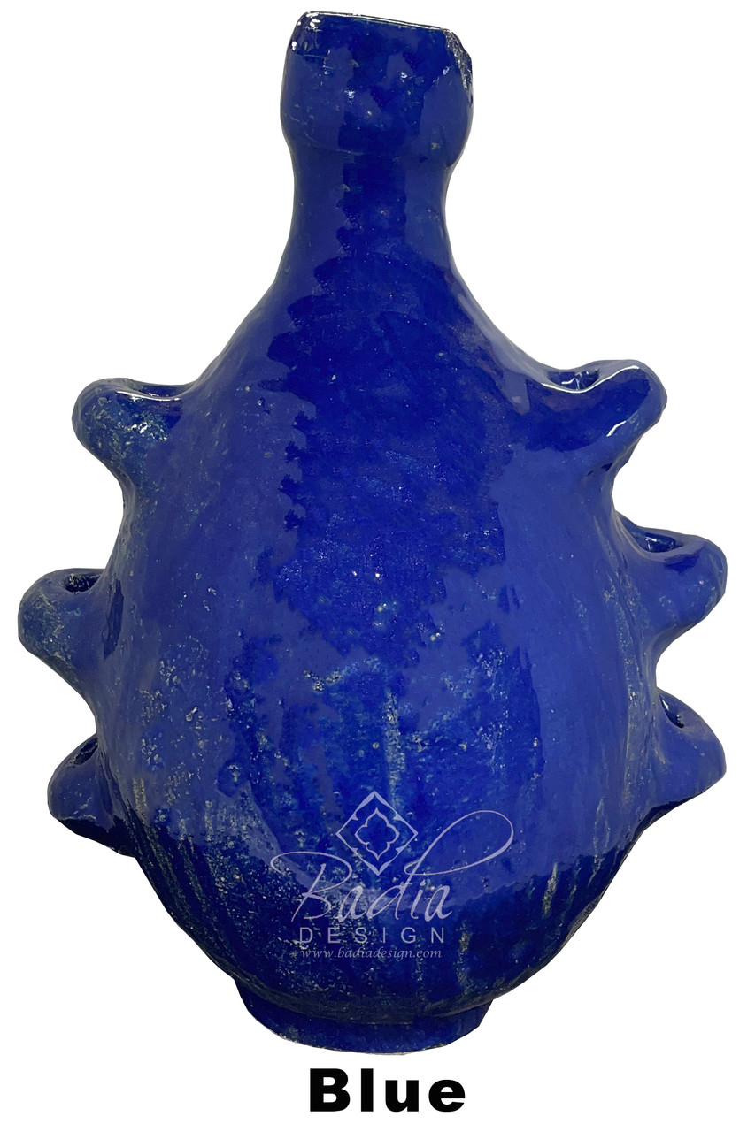 Blue and White Hand Painted Spiked Ceramic Flower Vase - CER118