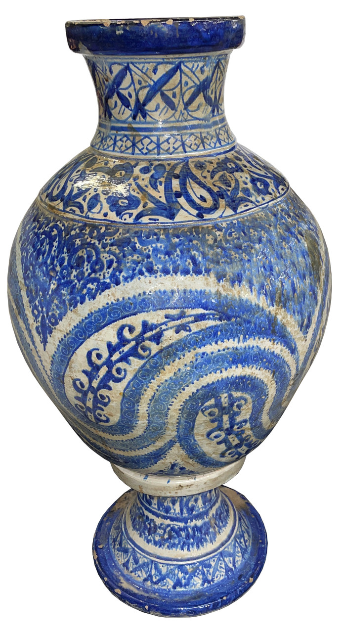 Blue and White Vintage Ceramic Urn - VA110