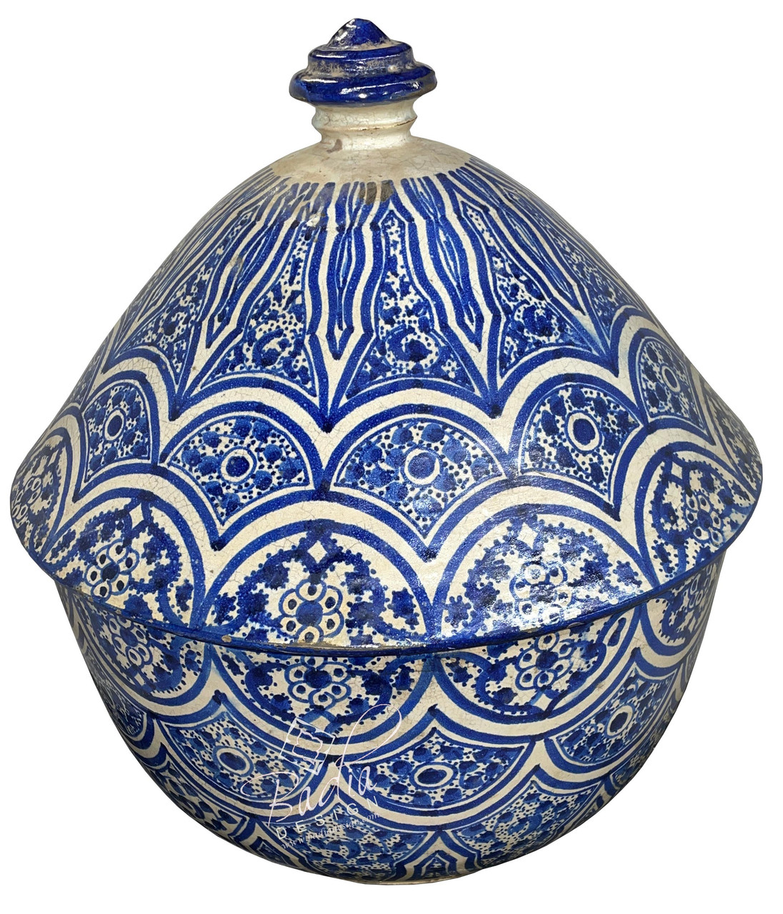 Large Vintage Blue and White Ceramic Bowl - CER-B022