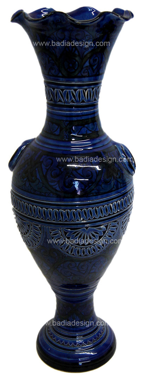 Hand Painted Carved Ceramic Vase - CER111
