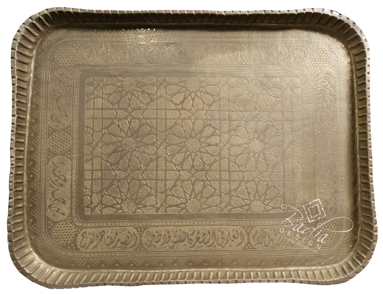 Large Vintage Rectangular Shaped Brass Serving Tray - HD304