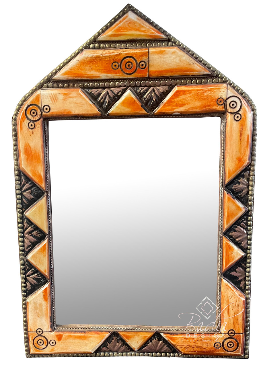 Small Decorative Orange Bone Mirror - M-MB110