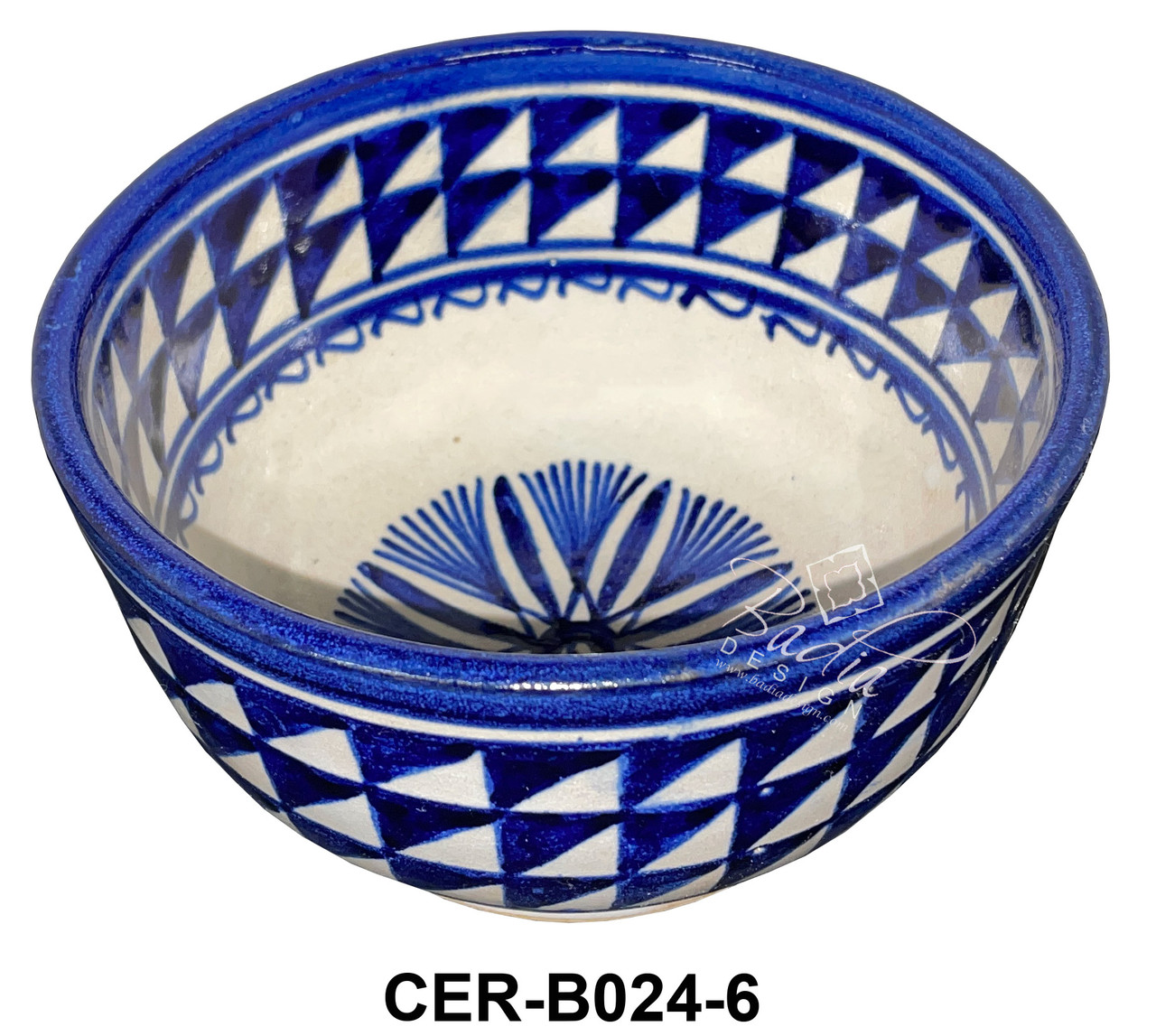 6 Inch Wide Multi-Color Hand Painted Ceramic Bowls - CER-B024